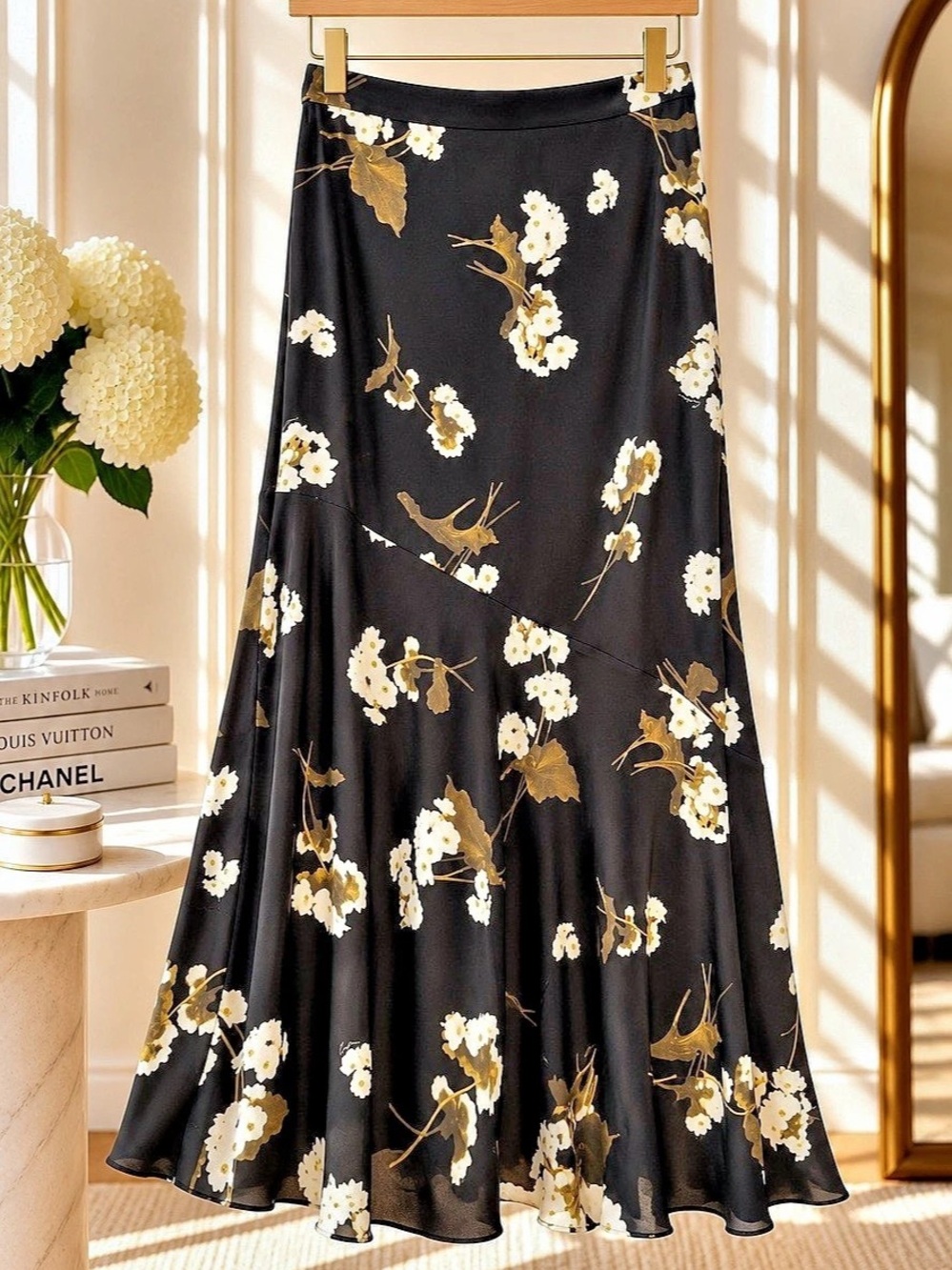 Erdem Floral Maxi Skirt in Black & White Like New